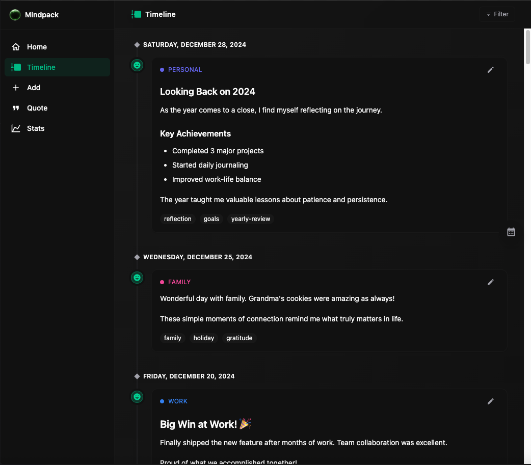 Reflectial Desktop App Timeline View